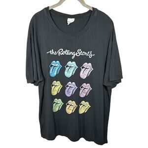 LETLUV Gray Rolling Stones Short Sleeve Graphic T-Shirt Women's Large